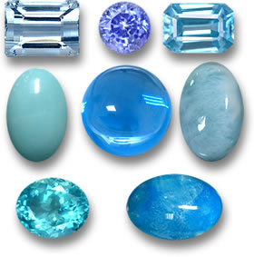 Piedras preciosas azules frías