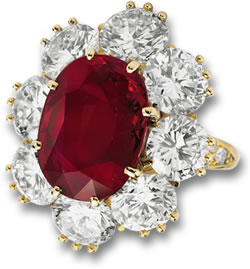Bague rubis et diamants Richard Burton