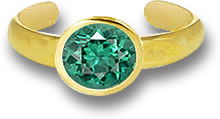 Green Apatite and Gold Toe Ring