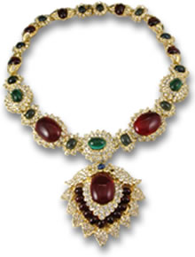 Collier cabochon de pierres précieuses colorées de Jackie Kennedy Onassis