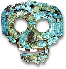 Réplica de máscara de mosaico turquesa antigua mesoamericana