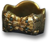 Gold Bracelet with Gemstones and Lions Heads