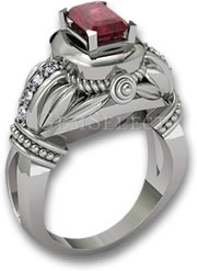Ruby and White Gold Engagement Ring