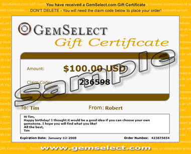 GemSelect - gift certificate