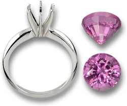 Замена центральных камней — кольцо-пасьянс центральным камнем с розовым сапфиром