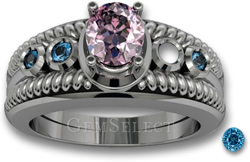 Замена камней-акцентов - кольцо из розовой шпинели с камнями-акцентами из голубого циркона