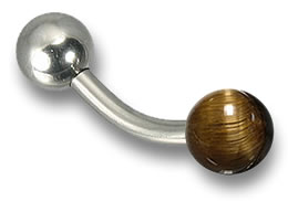 Tiger's Eye Curved Barbell Piercing