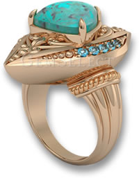 Bague Turquoise Or Rose