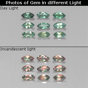 0.79 ct total Natural Green/Red Alexandrite