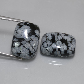 24.87 ct total Natural Black White Snowflake Obsidian