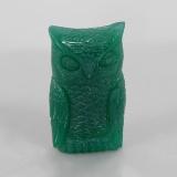 Click for Details 30mm x 17.5mm Agate 31ct Carved Owl in Green