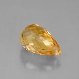 11.5 mm Citrine 4ct Briolette with Hole in Yellow Golden