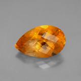 4 carat Yellow Orange Pear Checkerboard Citrine 14mm x 9mm