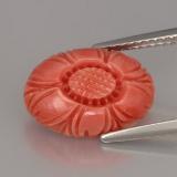 Click for Details 4 ct Opaque Carved Flower Coral 13.5mmx9.5mm
