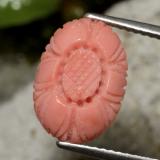 Click for Details 13.5mmx9.5mm Coral 3ct Carved Flower in Salmon