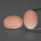 15.5mm x 11 Coral 18ct Flower Cut in White Salmon