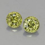 1 carat Greenish Golden Round Facet Demantoid Garnet 4.5 mm
