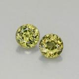 0.9 carat Greenish Golden Round Facet Demantoid Garnet 4.5mm