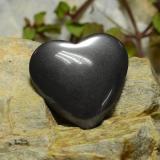 20.5x19mm Hematite 23ct Heart Cabochon in Black Gray