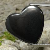 20.5x19 Hematite 23ct Heart Cabochon in Black Gray