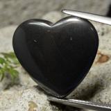 20x19 Hematite 23ct Heart Cabochon in Black Gray