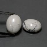 5 carat Greyish White Oval Cabochon Howlite 10mm x 8