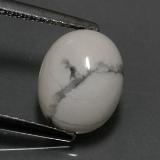 2.5 carat Greyish White Oval Cabochon Howlite 10mm x 8