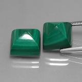 14 carat Green Square Cabochon Malachite 9mm x 9mm
