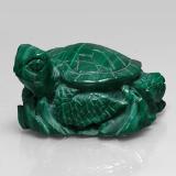 274 carat Green Carved Turtle Malachite 37mm x 34.5mm