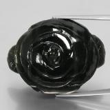 31.5x24 Nephrite Jade 71ct Carved Rose in Greenish Black