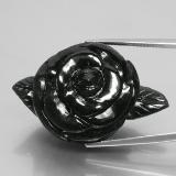 39.5x25.5 Nephrite Jade 81ct Carved Rose in Greenish Black