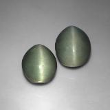 12 carat Green Oval Cabochon Quartz Cat's Eye 12mm x 9.5