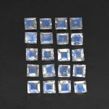 2.5 carat Blue White Square Facet Rainbow Moonstone 3x3