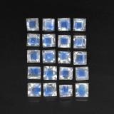3 carat Blue White Square Facet Rainbow Moonstone 3mm x 3mm