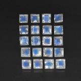 3 carat Blue White Square Facet Rainbow Moonstone 3mm x 3mm