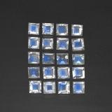 2.5 carat Blue White Square Facet Rainbow Moonstone 3mm x 3mm