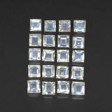 2.5 carat Blue White Square Facet Rainbow Moonstone 3mmx3mm