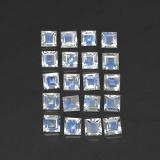 2.5 carat Blue White Square Facet Rainbow Moonstone 3mm x 3mm