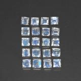 3mm x 3 Rainbow Moonstone 2.5ct Square Facet in Blue White