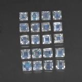 3x3 Rainbow Moonstone 3ct Square Facet in Blue White