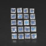 4 ct Transparent Square Facet Rainbow Moonstone 3mm x 3