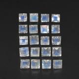 3x3 Rainbow Moonstone 3ct Square Facet in Blue White