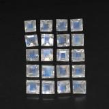 3mm x 3mm Rainbow Moonstone 4ct Square Facet in Blue White