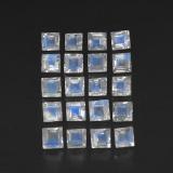 4 carat Blue White Square Facet Rainbow Moonstone 3x3