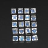 3 carat Blue White Square Facet Rainbow Moonstone 3mm x 3