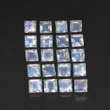 3x3 Rainbow Moonstone 3ct Square Facet in Blue White