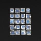 2.5 carat Blue White Square Facet Rainbow Moonstone 3x3