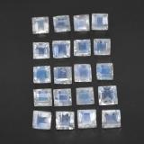 3 carat Blue White Square Facet Rainbow Moonstone 3mm x 3mm