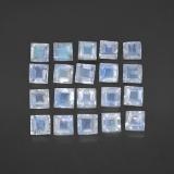 3 carat Blue White Square Facet Rainbow Moonstone 3x3