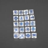 2.5 ct Transparent Square Facet Rainbow Moonstone 3x3